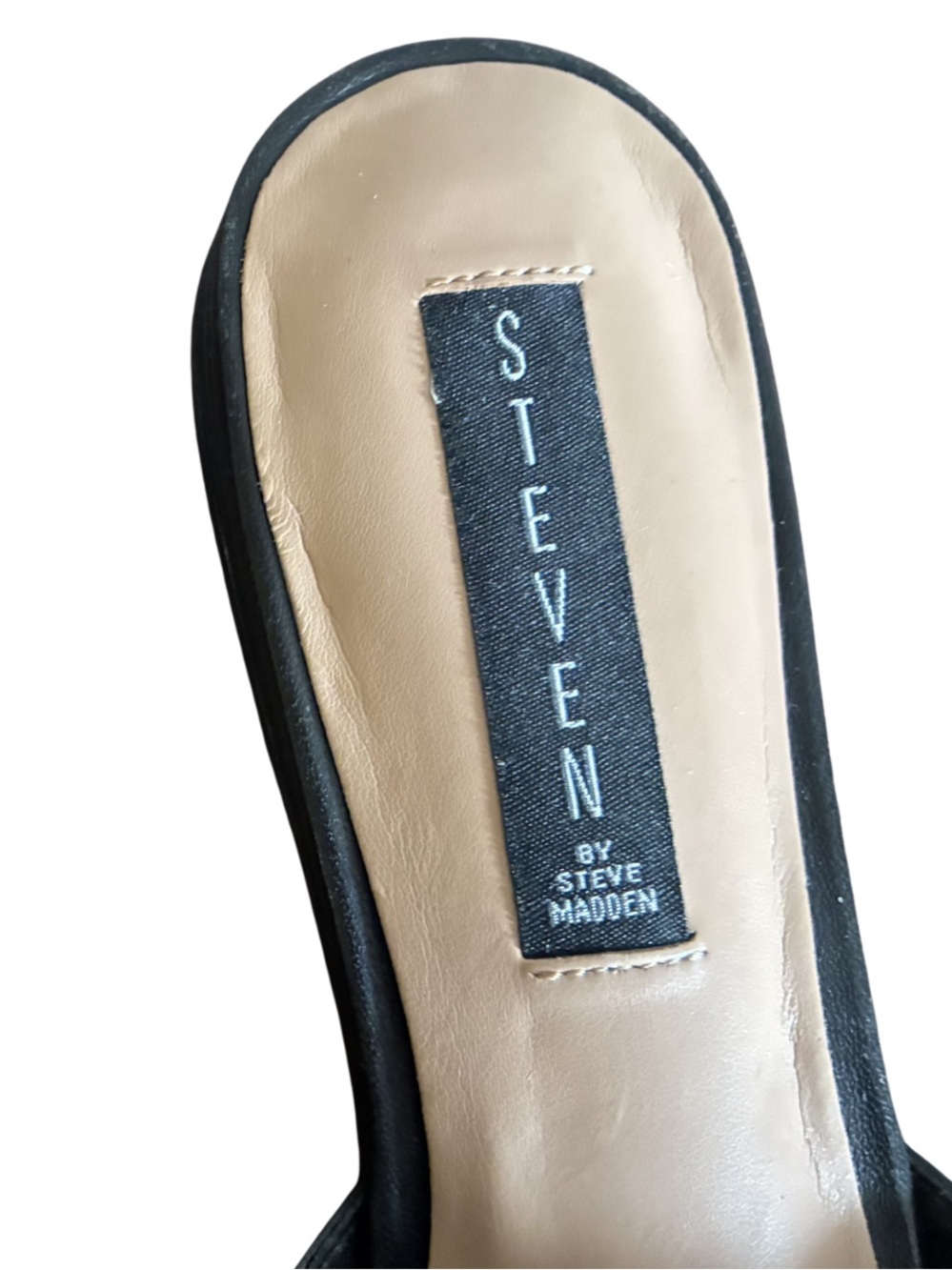 Steven by Steve Madden Sensai Leather
Slide Sandals Black Peep Toe Mule Size 9 - Picture 6 of 10